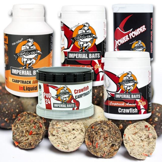 IB MAXI MENU CRAWFISH BLACK & WHITE BOILIES 5KG + INLIQUID, POWER POWDER, POP UPS, DIP & GEL